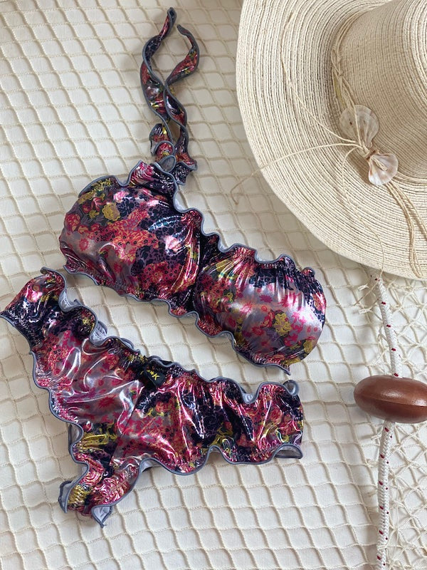 Bikini fascia monospalla e slip brasiliano fianco alto Flourish Effek Taglia M