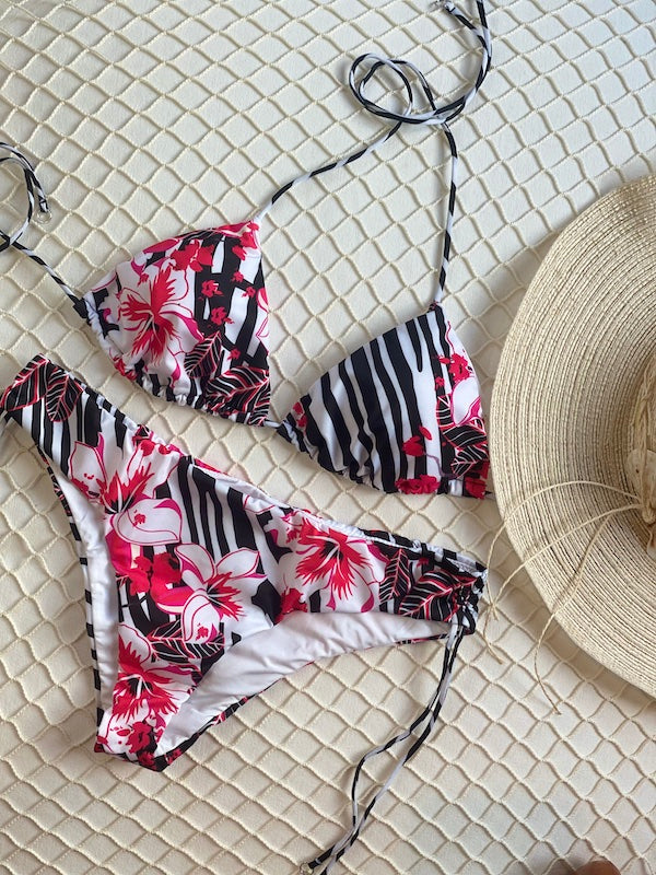 Bikini Triangolo e slip fianco regolabile Striped Effek TAGLIA S 