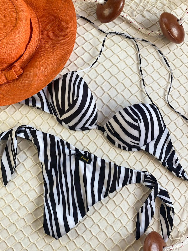 Bikini Reggiseno e slip nodi regolabile Striped Effek TAGLIA M & L