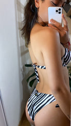 Bikini Reggiseno e slip nodi regolabile Striped Effek TAGLIA M & L
