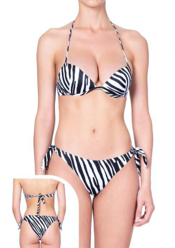 Bikini Reggiseno e slip nodi regolabile Striped Effek TAGLIA M & L