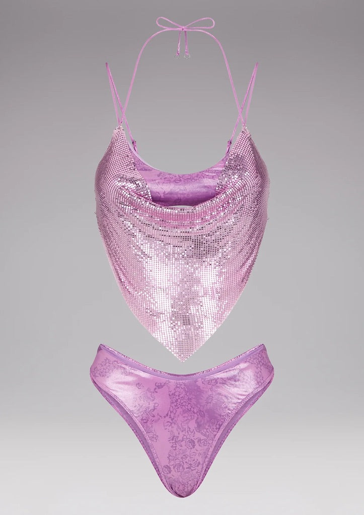 Bikini top e slip americano fisso Flourish Effek Taglia L