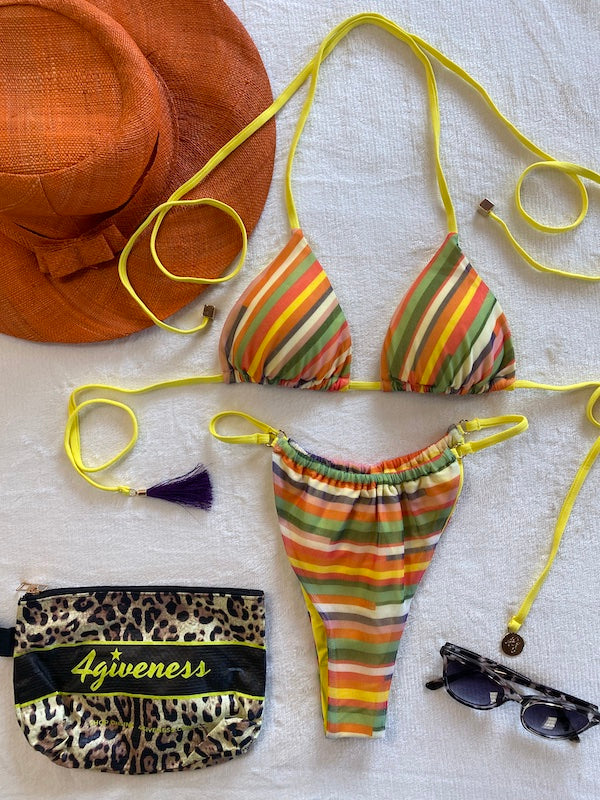 Bikini Triangolo e Slip Stripes Latino 4giveness TAGLIA M & L