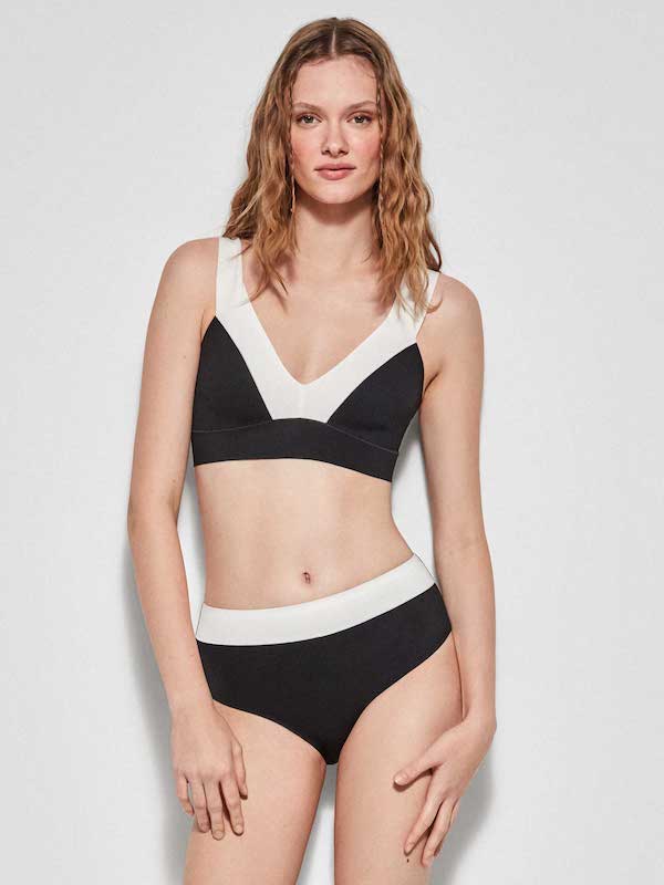 Bikini Gisela Bicolor Cuciture Laser Top non imbottito e Slip Alto