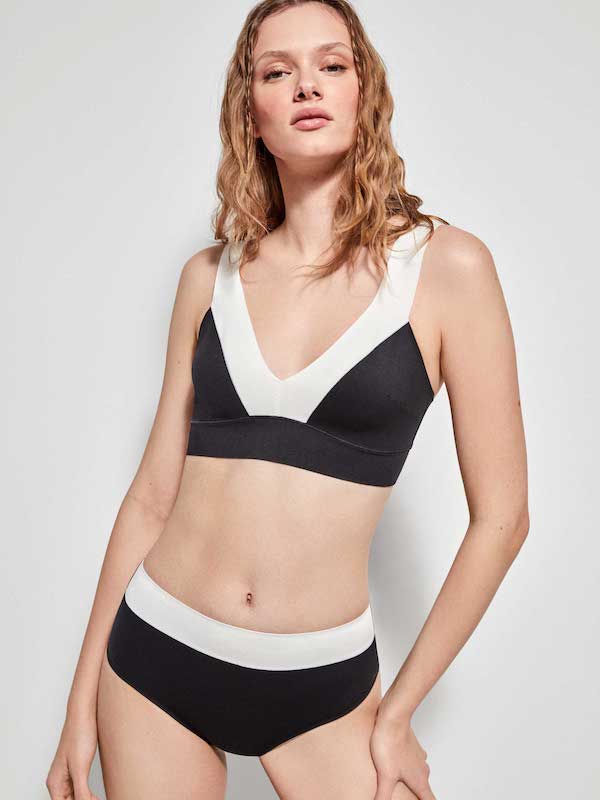 Bikini Gisela Bicolor Cuciture Laser Top non imbottito e Slip Alto