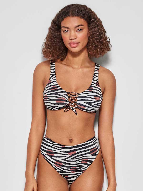 Bikini Double Face Gisela con Top e Slip Brasiliano Vita Alta