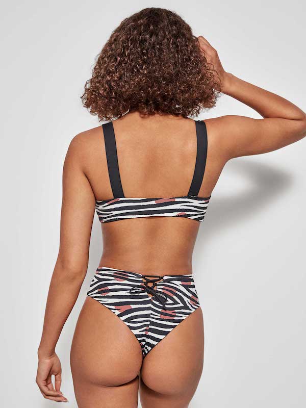 Bikini Double Face Gisela con Top e Slip Brasiliano Vita Alta