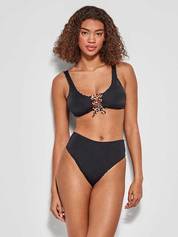 Bikini Double Face Gisela con Top e Slip Brasiliano Vita Alta
