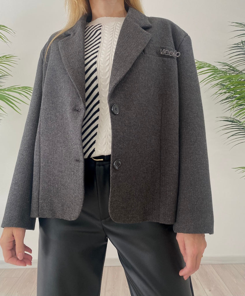 Giacca Oversized Cropped Spinato VICOLO