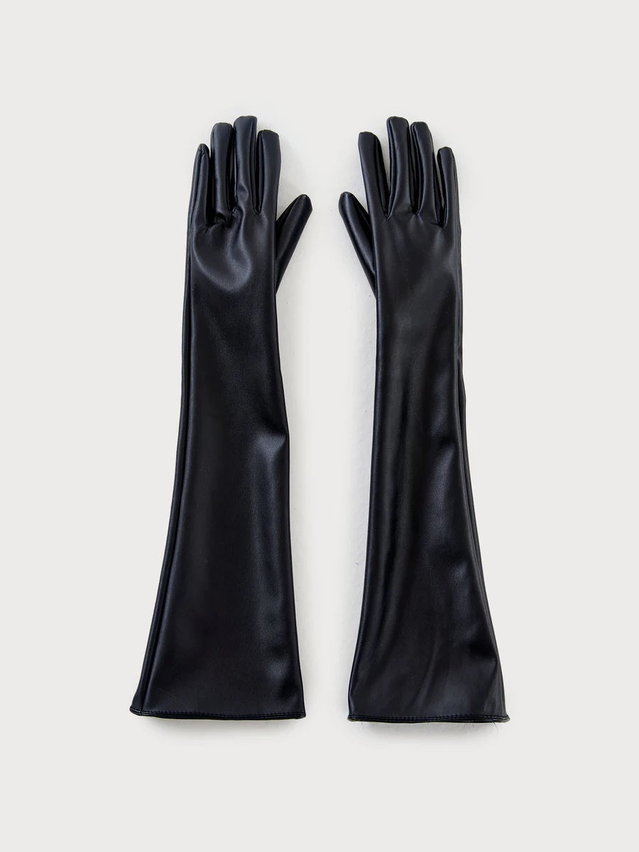 Guanti Lunghi in Ecopelle Nero Vicolo