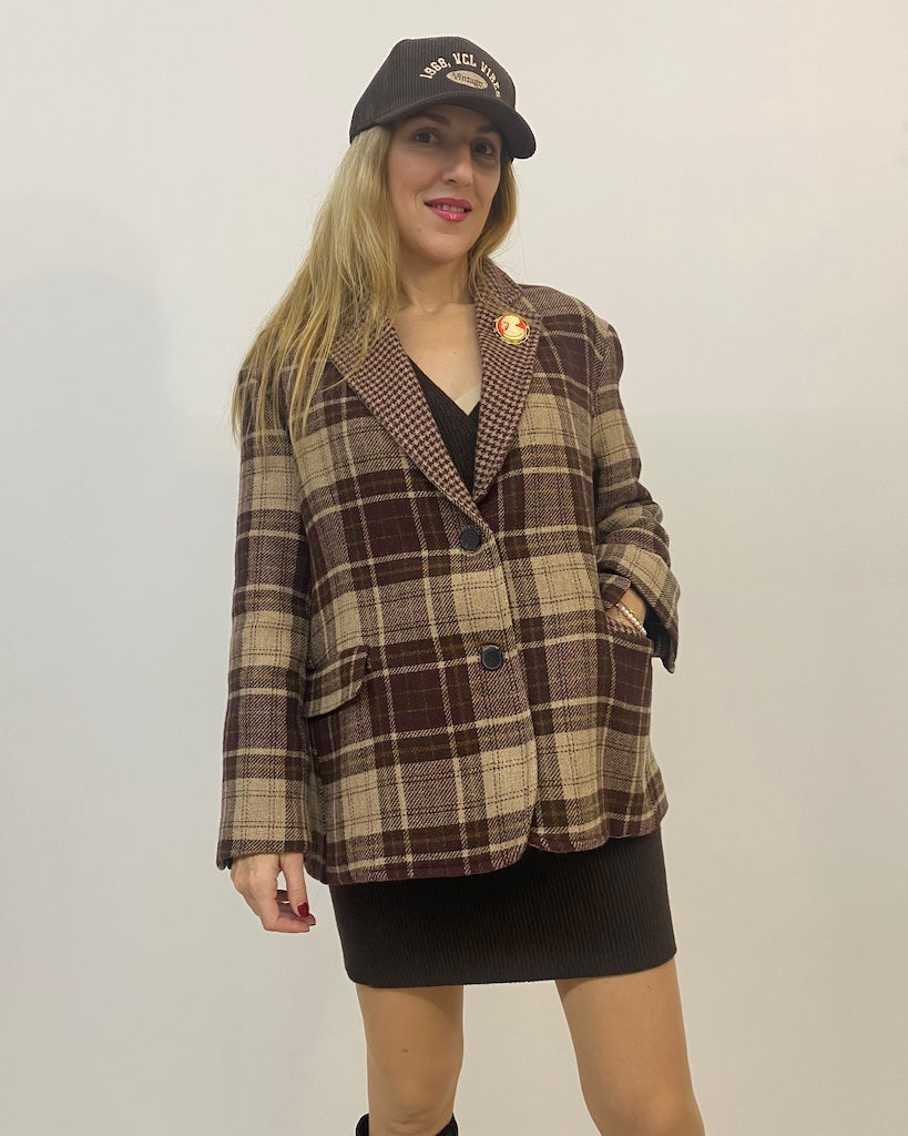 Blazer Monopetto Over Spilla Quadri Vicolo
