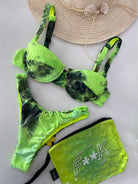 Bikini Donna F**K Reggiseno con Ferretto e Slip Americano Fisso Giallo Fluo