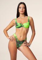 Bikini Donna F**K Reggiseno con Ferretto e Slip Americano Fisso Giallo Fluo
