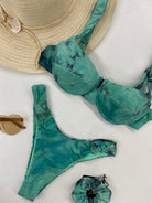 Bikini Donna F**K Reggiseno con Ferretto e Slip Americano Fisso Verde Acqua