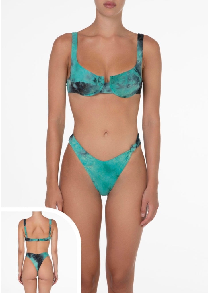 Bikini Donna F**K Reggiseno con Ferretto e Slip Americano Fisso Verde Acqua