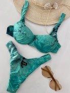 Bikini Donna F**K Reggiseno con Ferretto e Slip Americano Fisso Verde Acqua