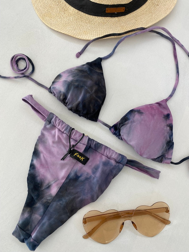 Bikini Donna F**K Triangolo con Slip Brasiliano Fisso Viola