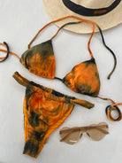 Bikini Donna F**K Triangolo con Slip Brasiliano Fisso Arancio