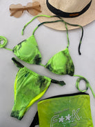 Bikini Donna F**K Triangolo con Slip Brasiliano Fisso Giallo Fluo