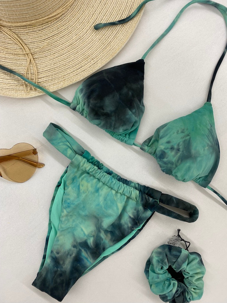 Bikini Donna F**K Triangolo con Slip Brasiliano Fisso Verde Acqua 0501AQ