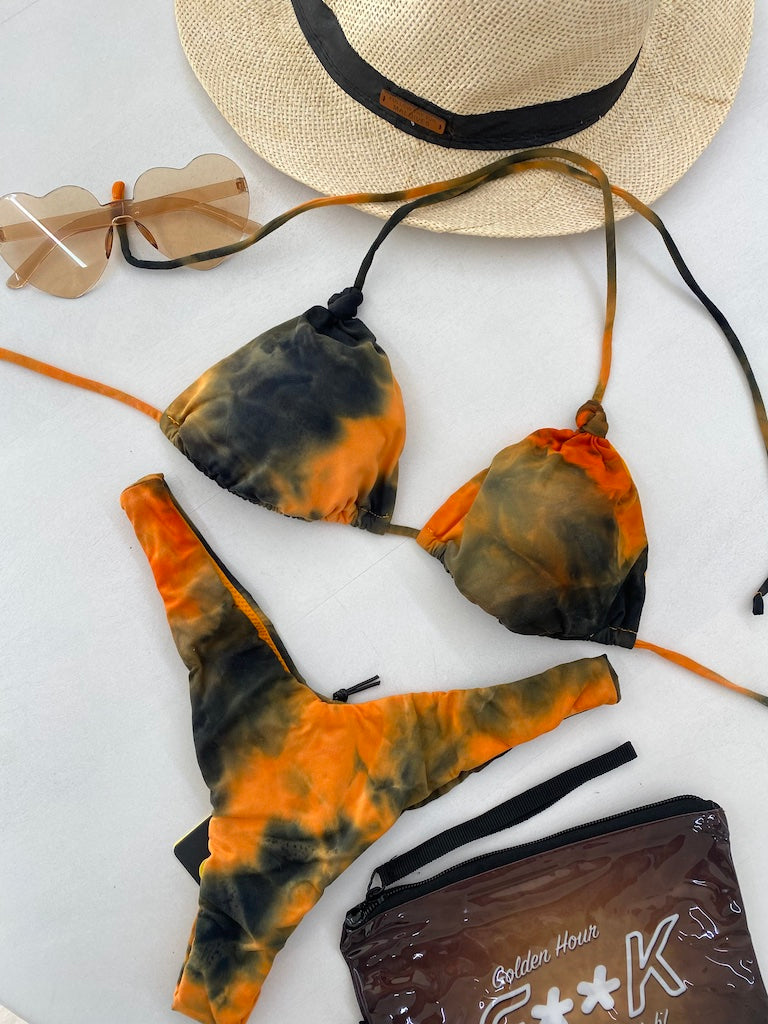 Bikini Donna F**K Triangolo con Slip Americano Fisso Arancio 0500OR