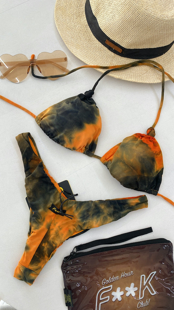 Bikini Donna F**K Triangolo con Slip Americano Fisso Arancio 0500OR