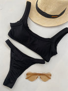 Bikini Donna F**K Top con Slip Americano Fisso Nero