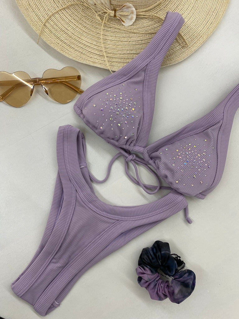 Bikini F**K Triangolo Alto con Americano Fisso Lilla 0100LC