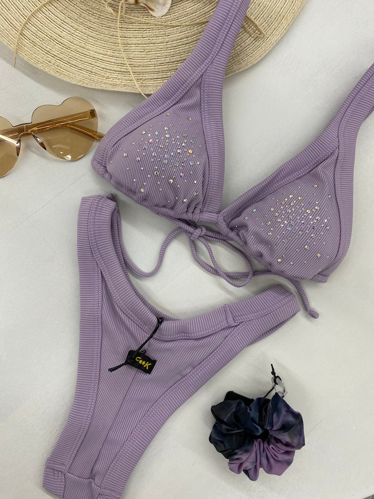 Bikini F**K Triangolo Alto con Americano Fisso Lilla 0100LC