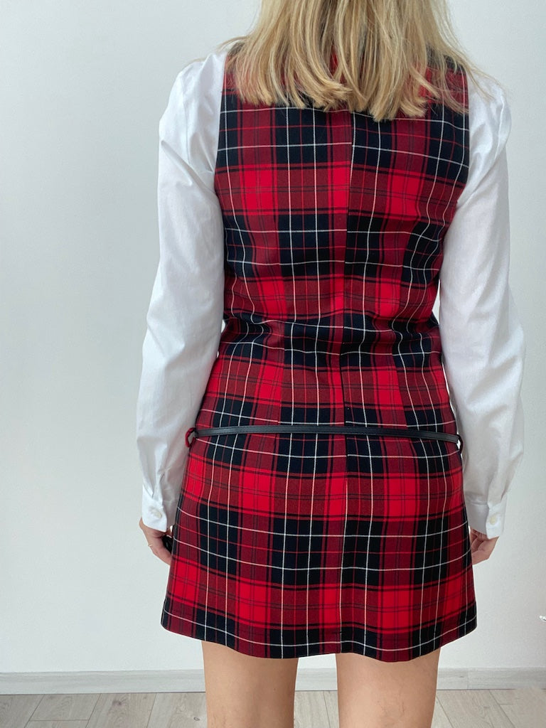 Abito Corto Fantasia Tartan con Cintura VICOLO