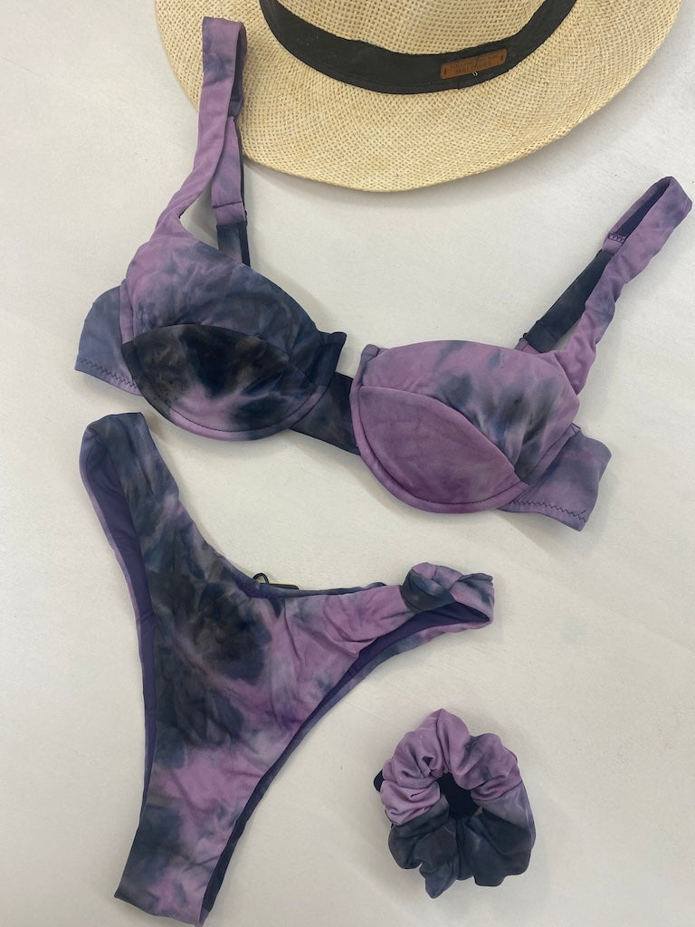 Bikini Donna F**K Reggiseno con Ferretto e Slip Americano Fisso Viola