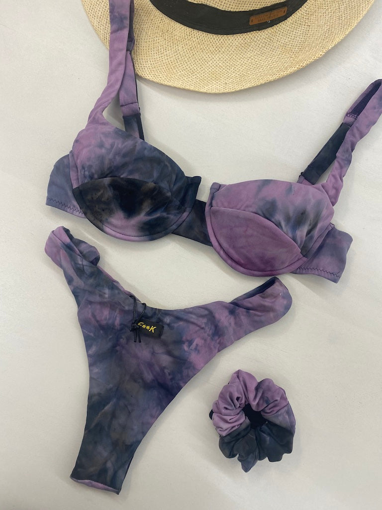 Bikini Donna F**K Reggiseno con Ferretto e Slip Americano Fisso Viola