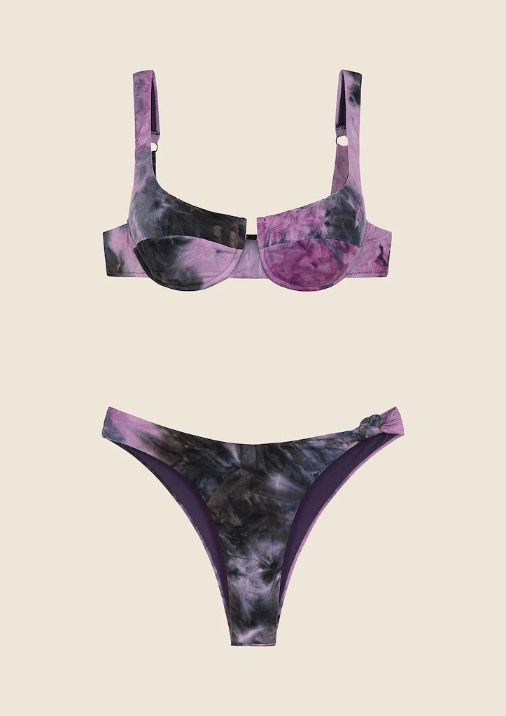 Bikini Donna F**K Reggiseno con Ferretto e Slip Americano Fisso Viola