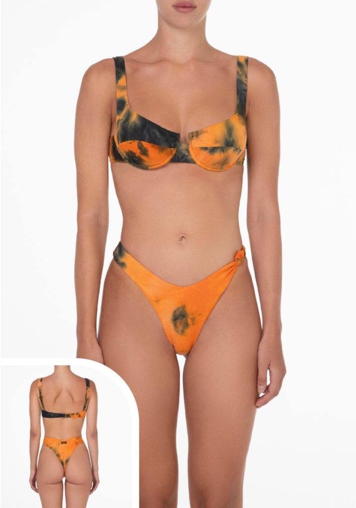 Bikini Donna F**K Reggiseno con Ferretto e Slip Americano Fisso Arancio
