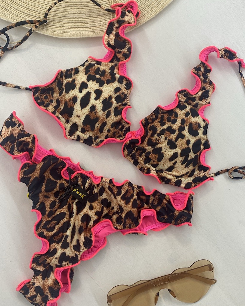 Bikini Donna F**K Triangolo alto con Slip Americano Fisso Fantasia 0522-X23