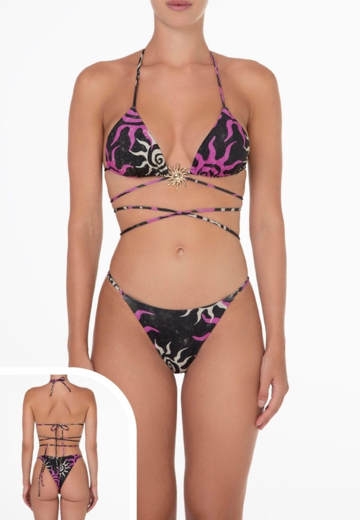 Bikini F**K Triangolo con Slip Regolabile Fantasia 0830X03