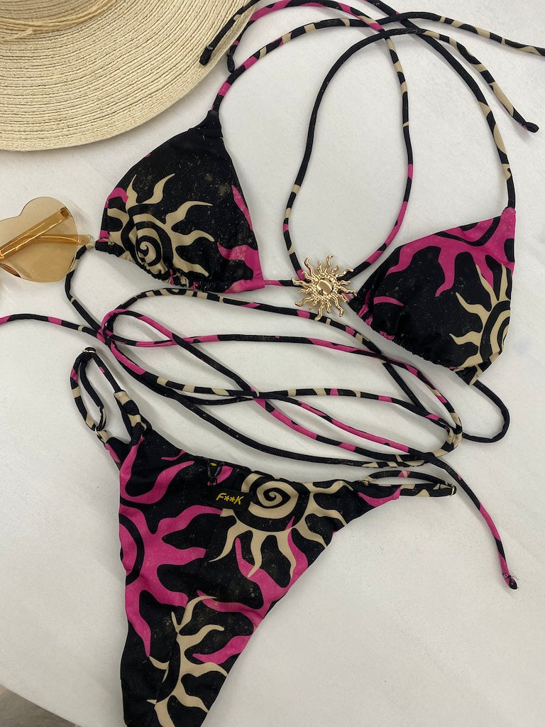 Bikini F**K Triangolo con Slip Regolabile Fantasia 0830X03