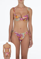 Bikini Donna F**K Reggiseno con Ferretto e Slip Regolabile Fantasia 2164X07