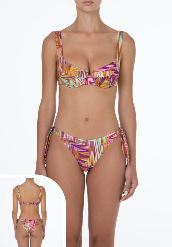 Bikini Donna F**K Reggiseno con Ferretto e Slip Regolabile Fantasia 2164X07