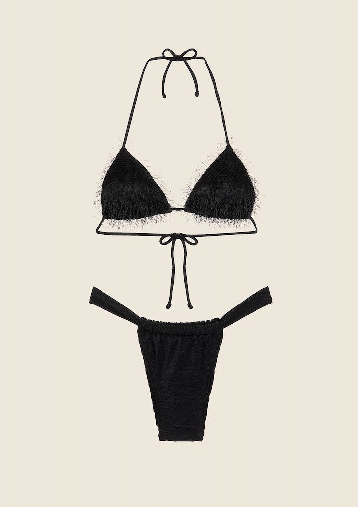 Bikini Donna F**K Triangolo con Slip Brasiliano Fisso Nero 1121-BK