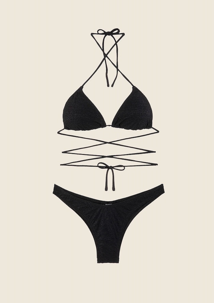 Bikini Donna F**K Triangolo con Slip Americano Fisso Nero 1141BK