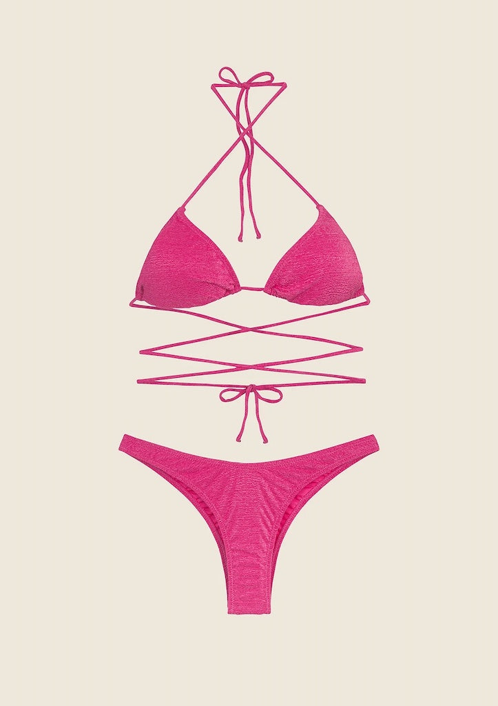 Bikini Donna F**K Triangolo con Slip Americano Fisso Fucsia 1141FX