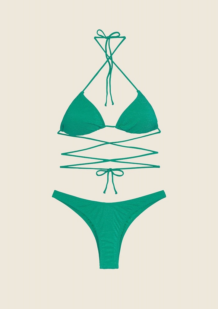 Bikini Donna F**K Triangolo con Slip Americano Fisso Verde 1141GN
