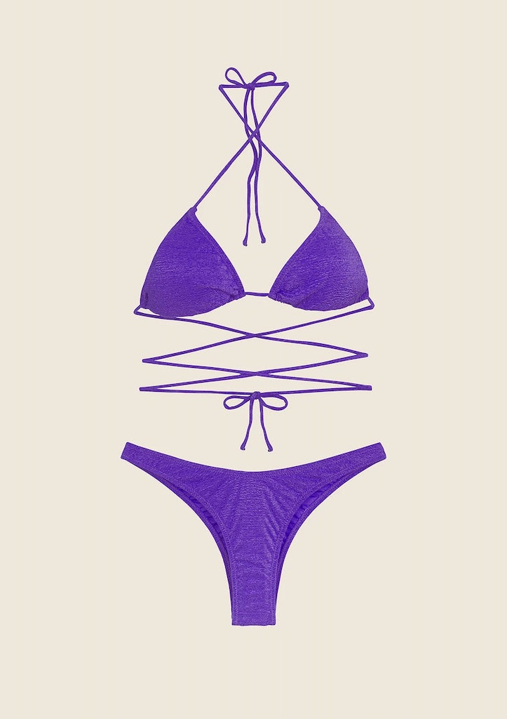 Bikini Donna F**K Triangolo con Slip Americano Fisso Viola 1141PR