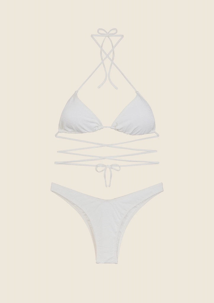 Bikini Donna F**K Triangolo con Slip Americano Fisso Bianco 1141WH