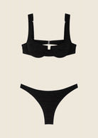 Bikini Donna F**K Reggiseno con Ferretto e Slip Americano Fisso Nero 1142BK