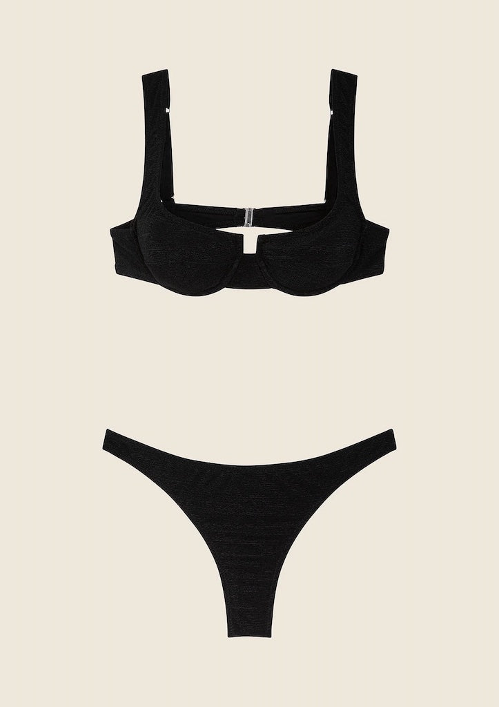 Bikini Donna F**K Reggiseno con Ferretto e Slip Americano Fisso Nero 1142BK