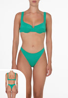Bikini Donna F**K Reggiseno con Ferretto e Slip Americano Fisso Verde 1142GN