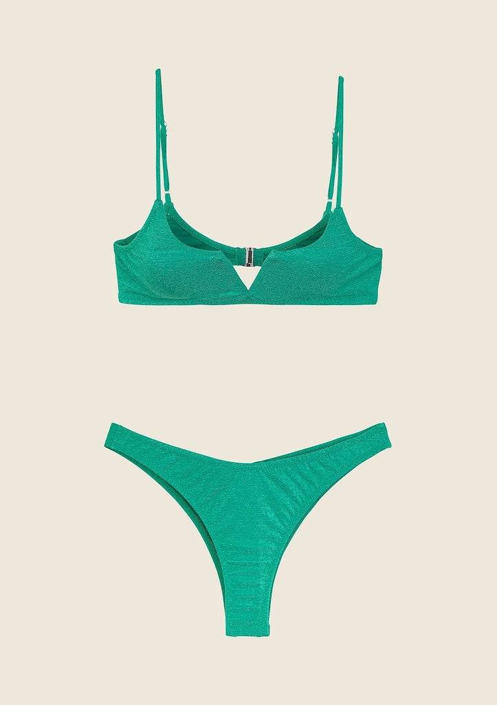 Bikini Donna F**K Top con Ferretto e Slip Americano Fisso Verde 1143GN
