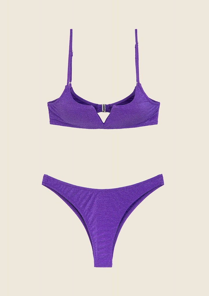 Bikini Donna F**K Top con Ferretto e Slip Americano Fisso Viola 1143PR